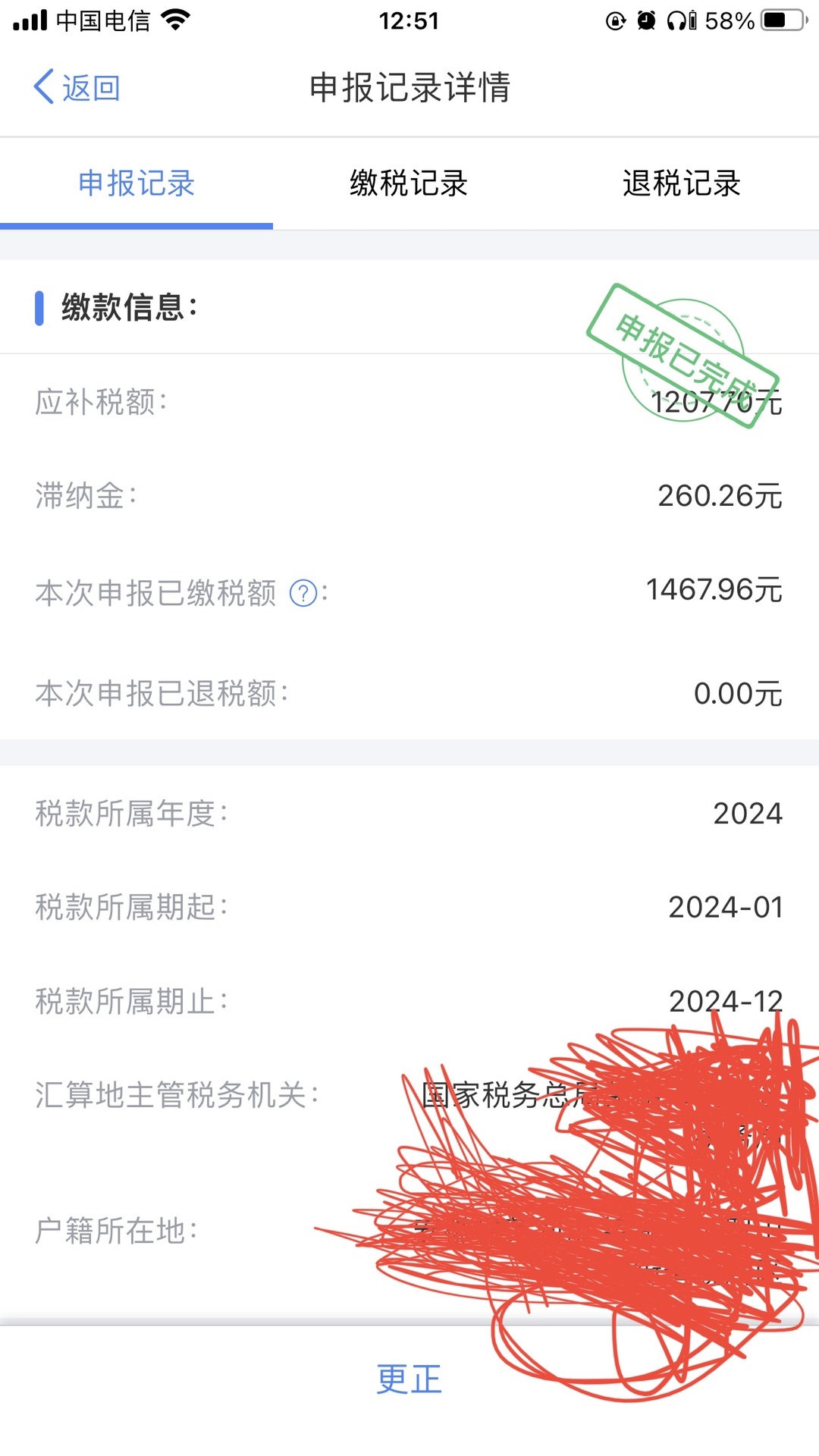 个税APP申报记录详情